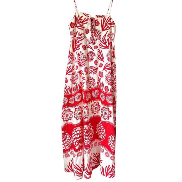 NWT Viral Calypso st Barth Shell Coral Red White Maxi Sun Dress Rio Size XS - Picture 4 of 8